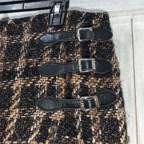 Grace Dane Lewis tweed plaid mini skirt with side buckles - Picture 3 of 5
